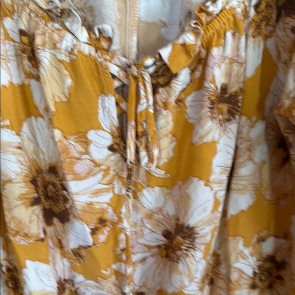 Maurices White and Gold Smocked Blouse with Tie Front - Picture 4 of 8